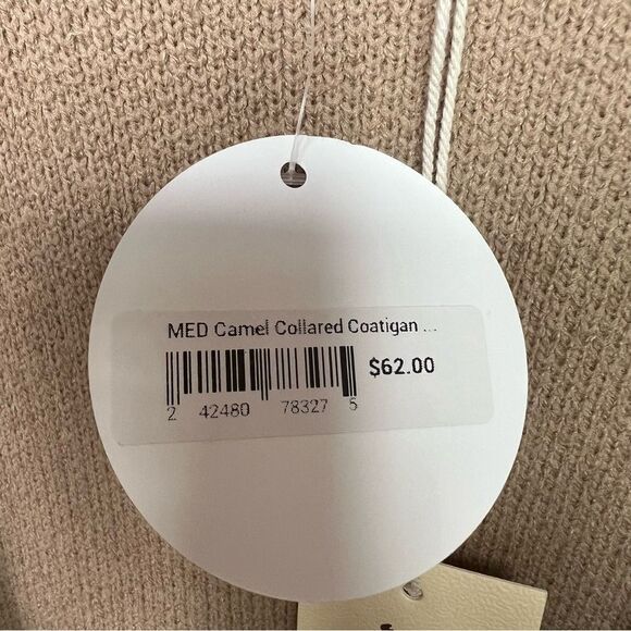 Allie Rose NWT Camel Collared Coatigan Sweater Cardigan Jacket Size Medium - Picture 7 of 12